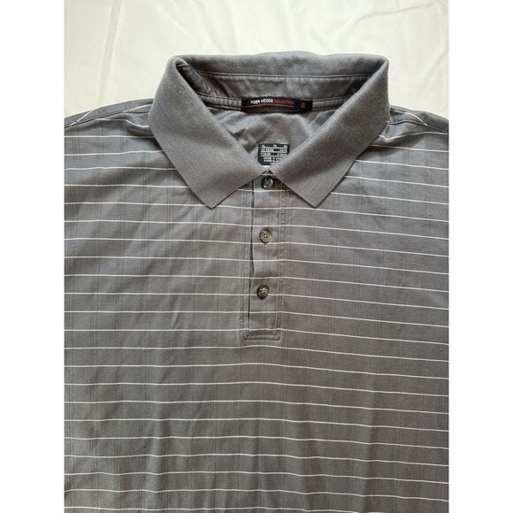Nike Dri-Fit Tiger Woods Collection Golf Polo Men’s‎ XL 90s Y2K Gray TW Stripe - Picture 2 of 7